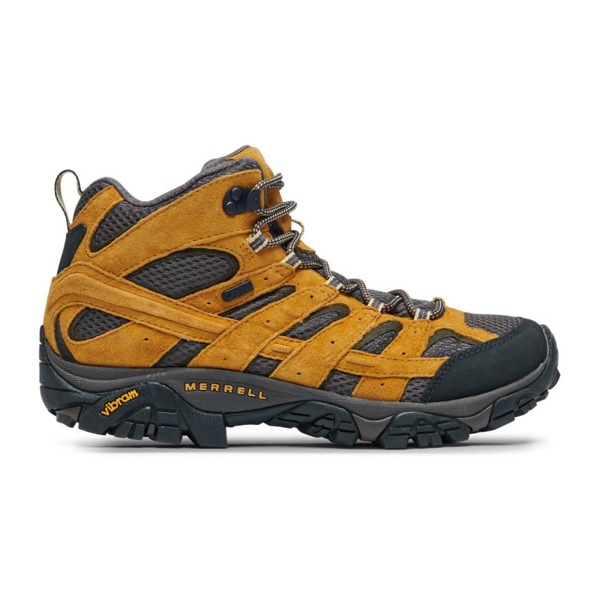 Chaussures Randonnée Merrell Moab 2 Mid Waterproof Jaune Homme | X.E.PAPW